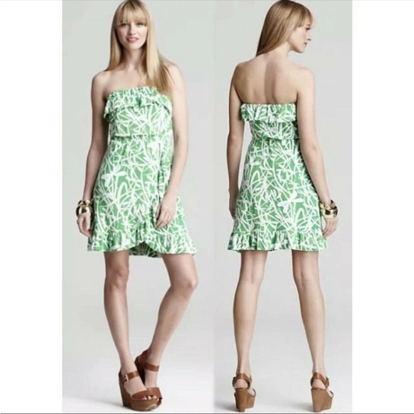 Lilly Pulitzer Flor Light My Fire Strapless Ruffle Dress - Picture 1 of 8